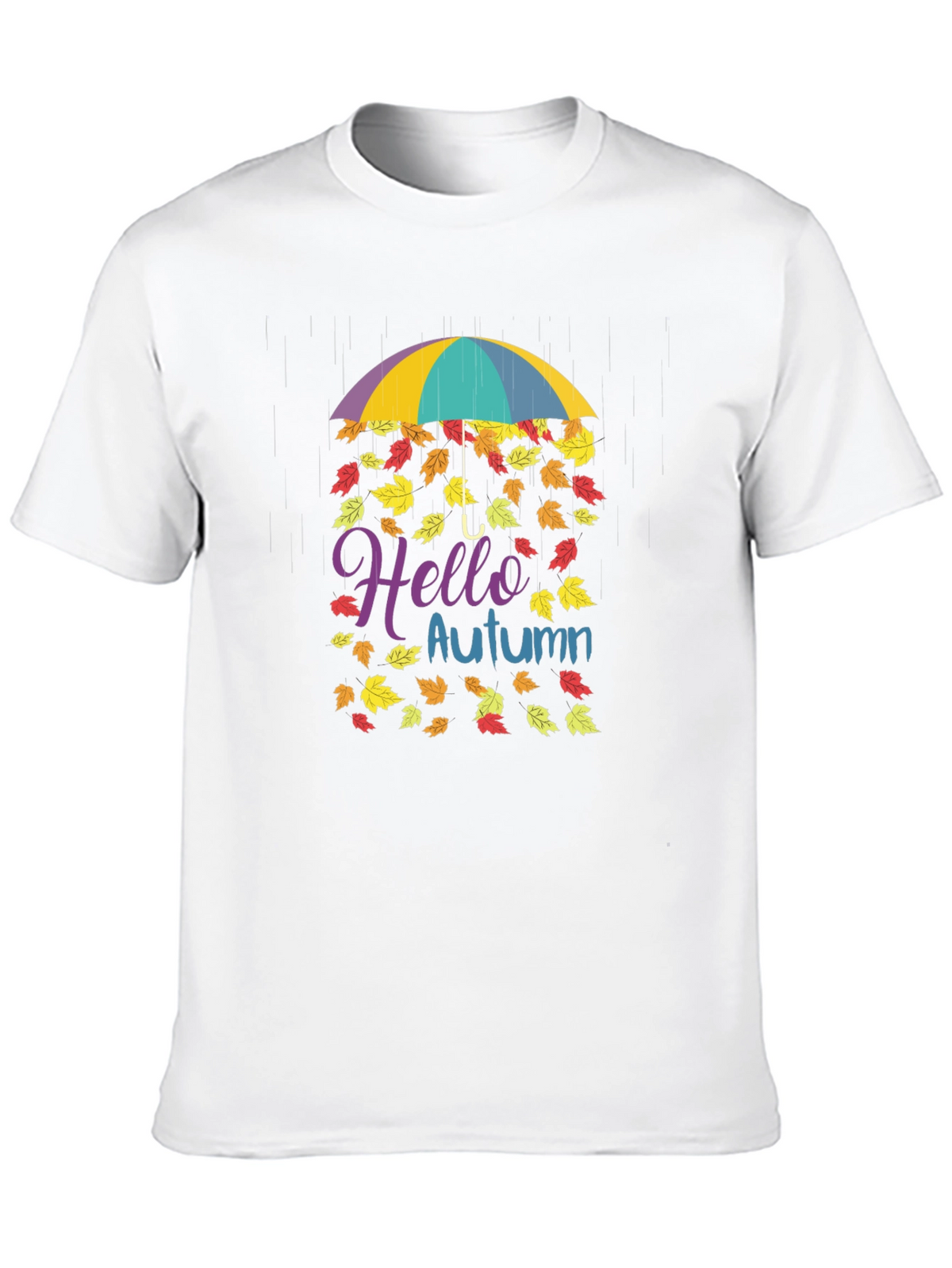 Hello Autumn Fall Leaves Umbrella T-Shirt