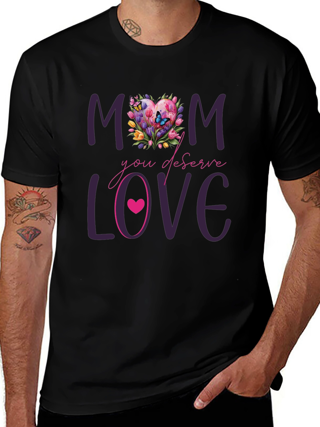 Mom Deserves Love Floral Heart T-Shirt