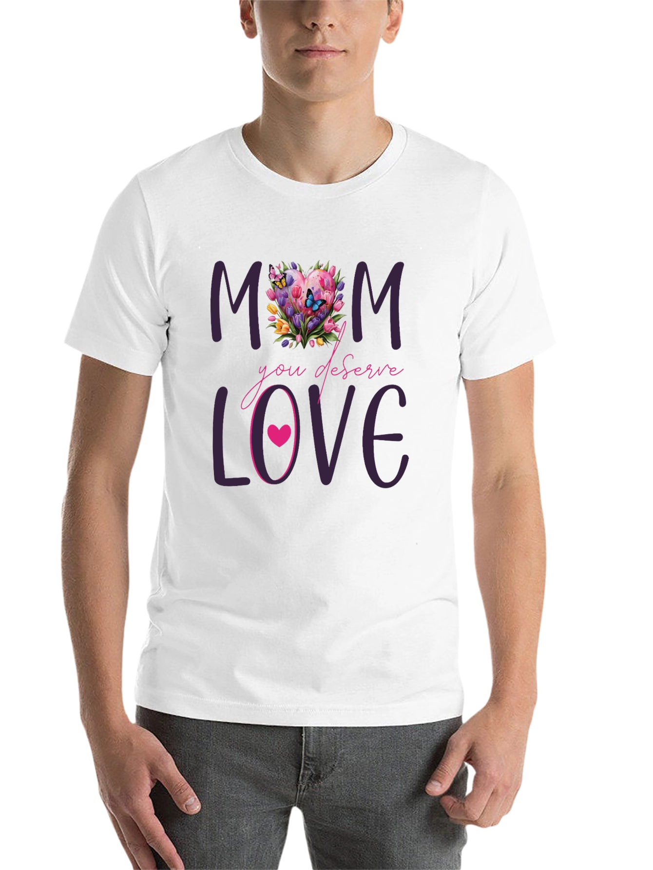 Mom Deserves Love Floral Heart T-Shirt