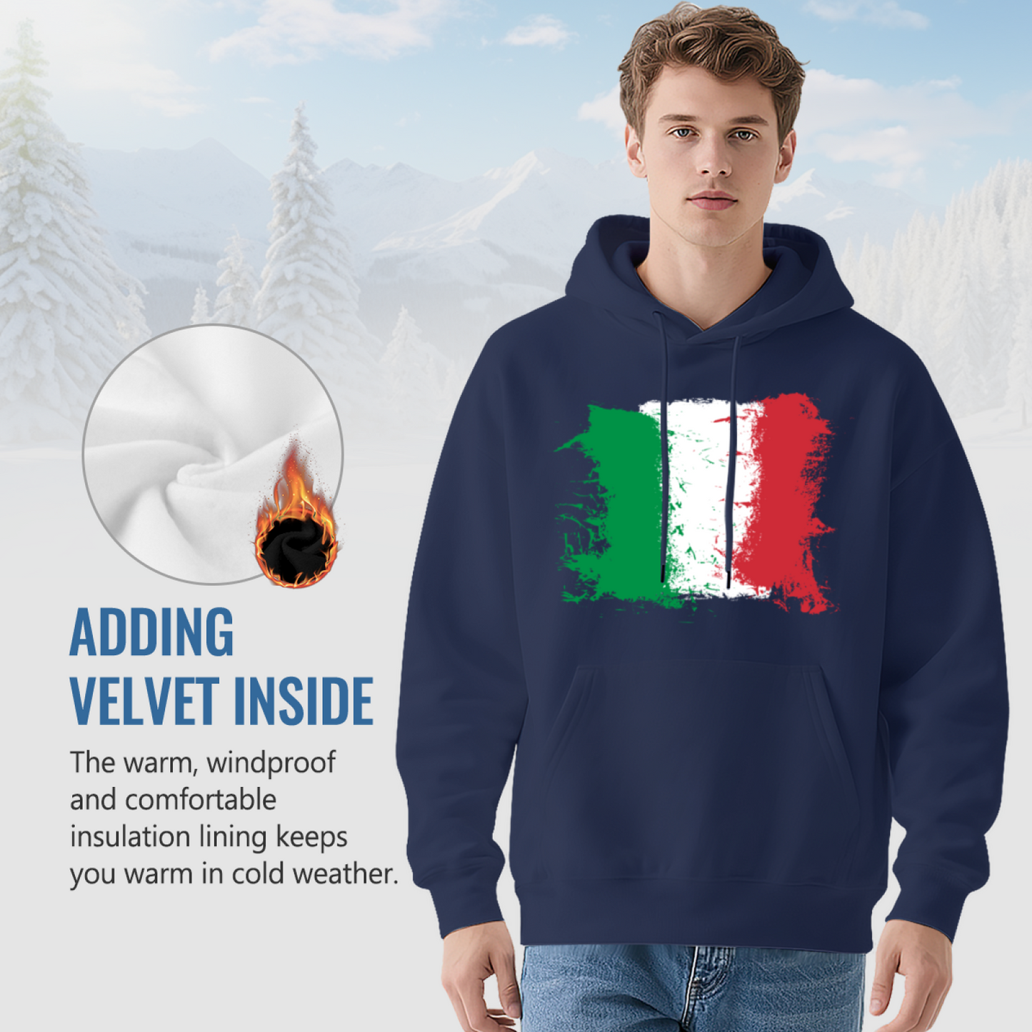 Vintage Italy Flag Unisex Hoodie, Breathable Comfort