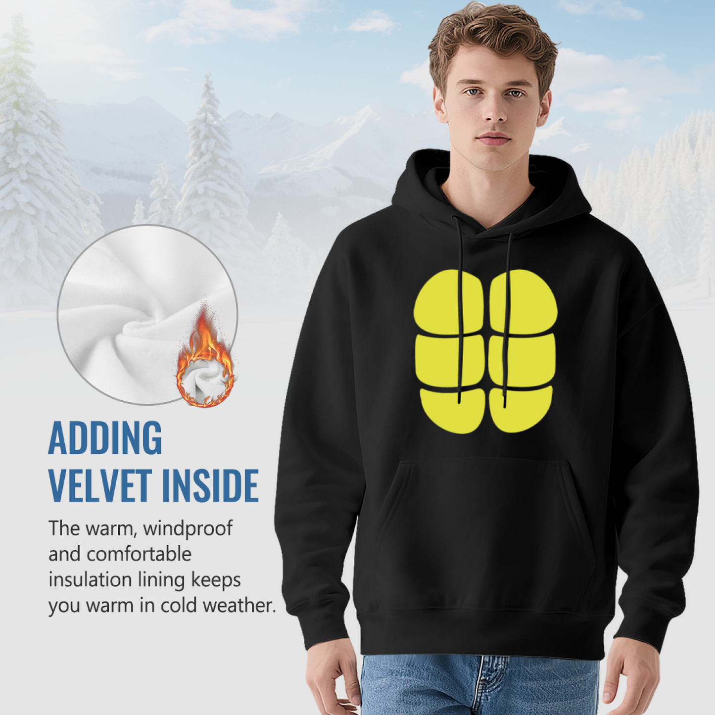 Minimal Yellow Six Blocks Simple Print Unisex Hoodie, Ultra Soft Fit