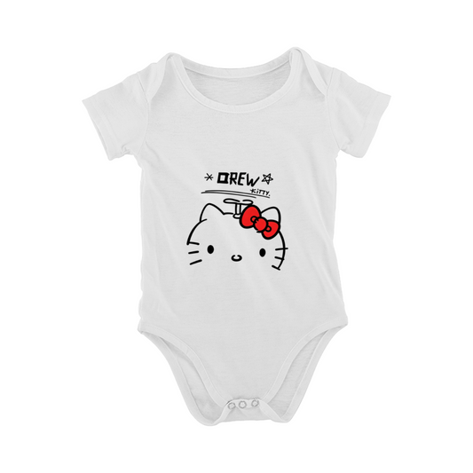 Minimalist Drew Hello Kitty Cute White Baby Bodysuit
