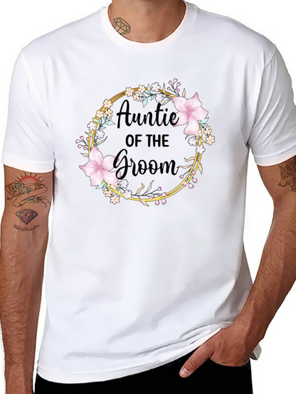 Auntie of the Groom Floral Wreath T-Shirt