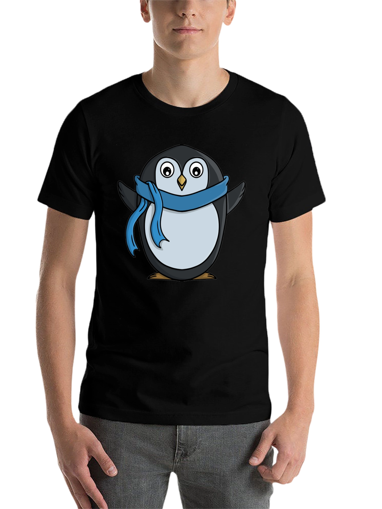 Penguin Scarf T-Shirt - Black