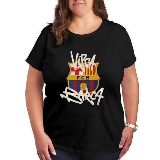 VISCA BARCA FCB Barcelona Football Graffiti Print Plus Size Women¡¯s T-Shirt
