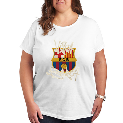 VISCA BARCA FCB Barcelona Football Graffiti Print Plus Size Women¡¯s T-Shirt