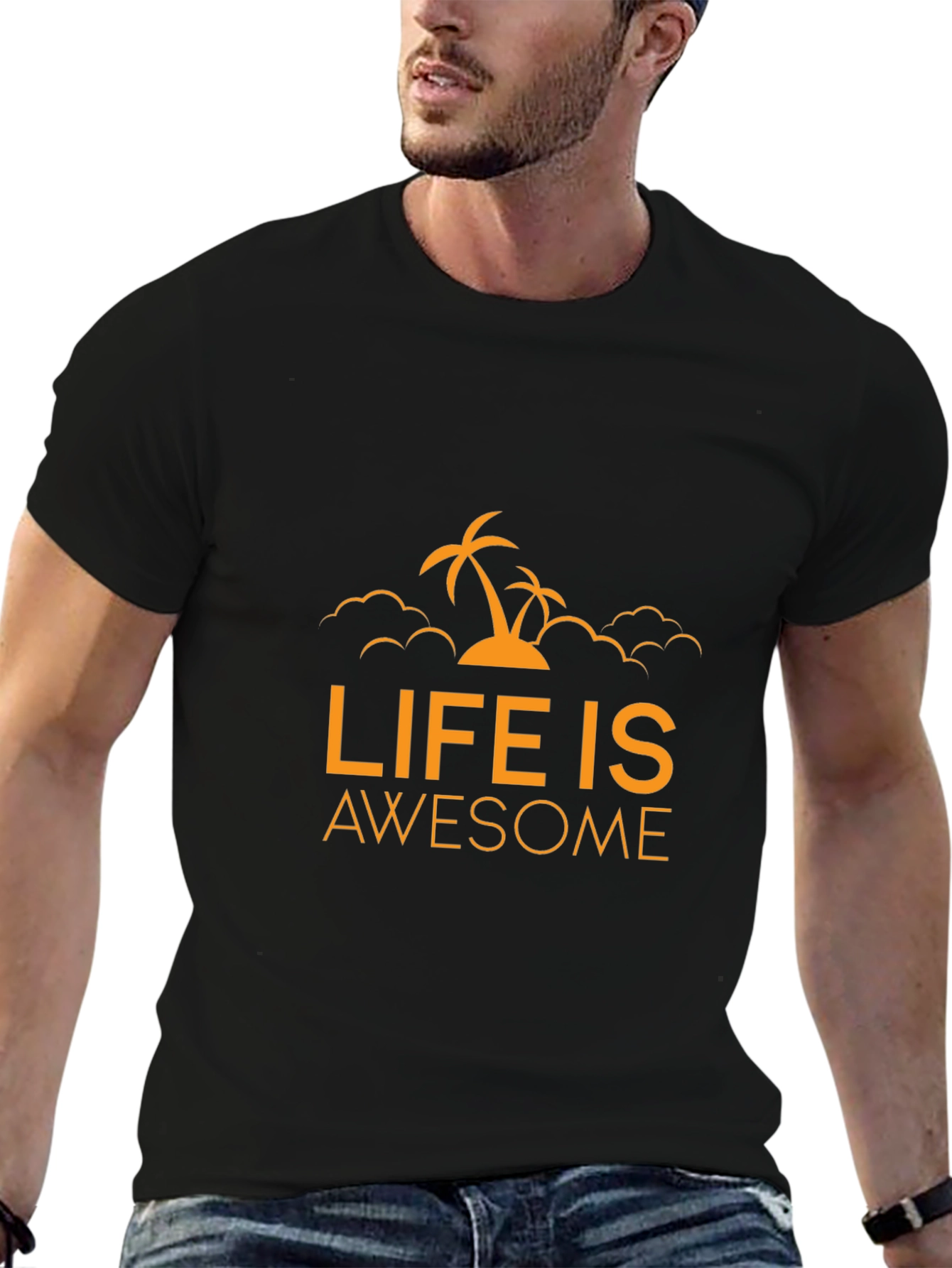 Life is Awesome Graphic Black Tee