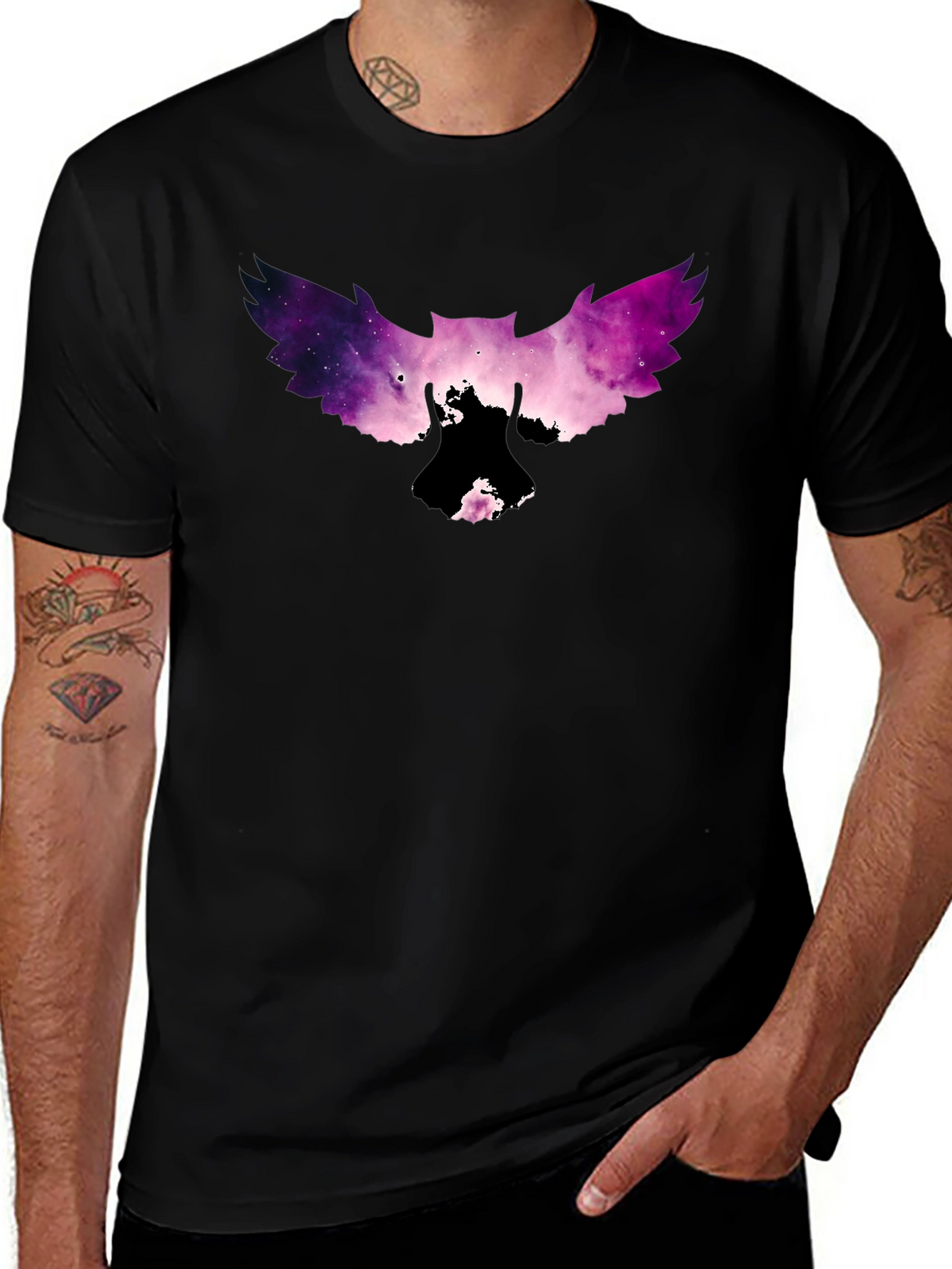 Galaxy Owl Graphic Tee - Mens Black T-Shirt