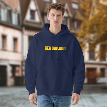 Bold CEO 000000 Gold Text Navy Hoodie, Comfort Daily Wear For Men