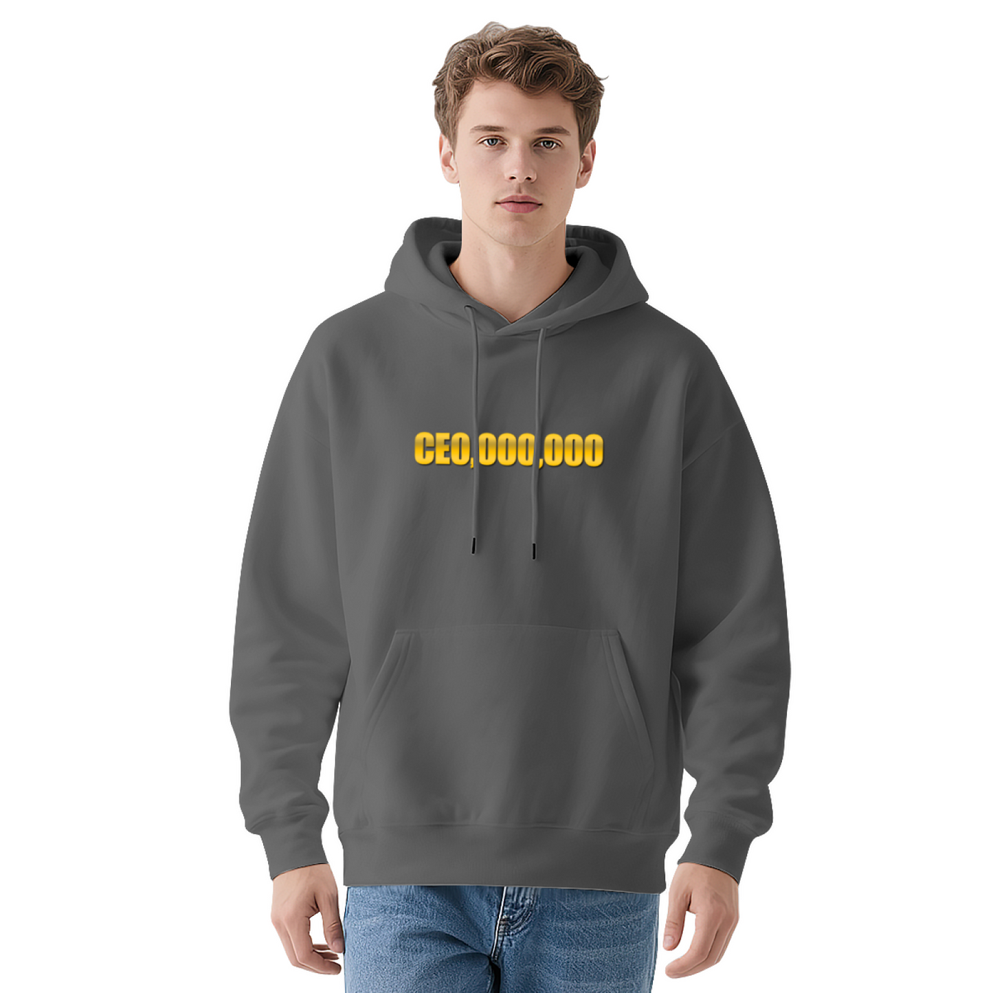 Bold CEO 000000 Gold Text Navy Hoodie, Comfort Daily Wear For Men