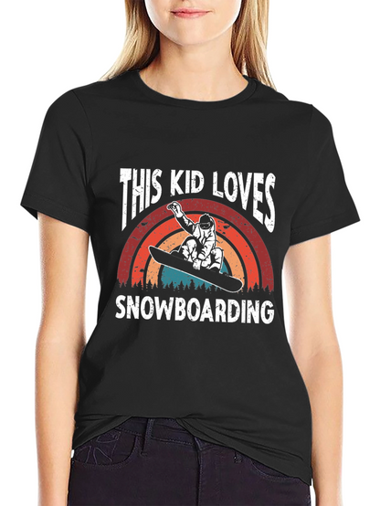 This Kid Loves Snowboarding T-Shirt - Black