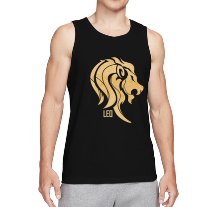 Golden Leo Lion Head Zodiac Sign Stylish Men Cotton Tank Vest