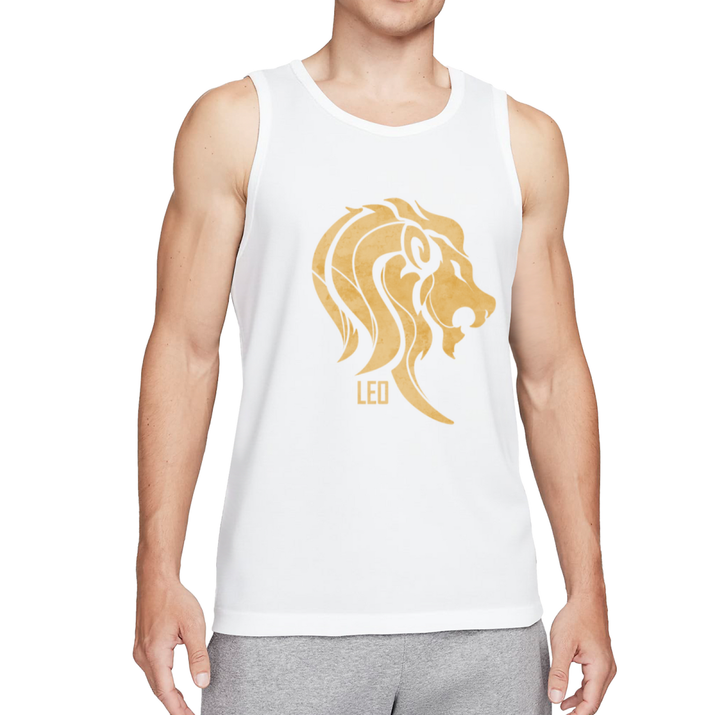 Golden Leo Lion Head Zodiac Sign Stylish Men Cotton Tank Vest