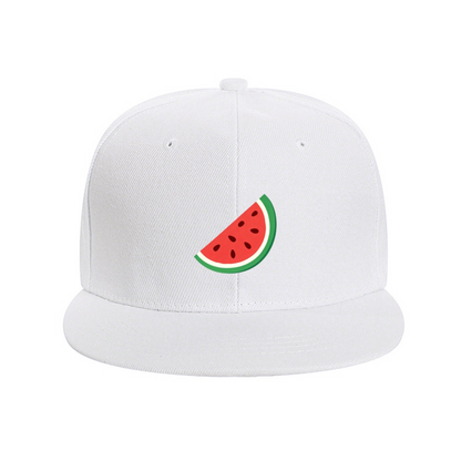 Cute Watermelon Slice Cartoon Print Flat Brim Sun Hat, Summer Fruit Casual Cap For Girls