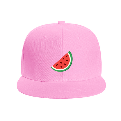 Cute Watermelon Slice Cartoon Print Flat Brim Sun Hat, Summer Fruit Casual Cap For Girls