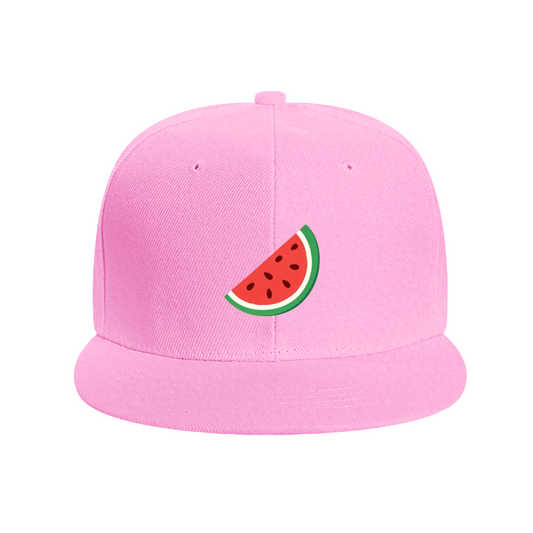 Cute Watermelon Slice Cartoon Print Flat Brim Sun Hat, Summer Fruit Casual Cap For Girls