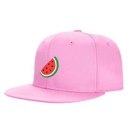 Cute Watermelon Slice Cartoon Print Flat Brim Sun Hat, Summer Fruit Casual Cap For Girls