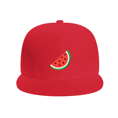Cute Watermelon Slice Cartoon Print Flat Brim Sun Hat, Summer Fruit Casual Cap For Girls
