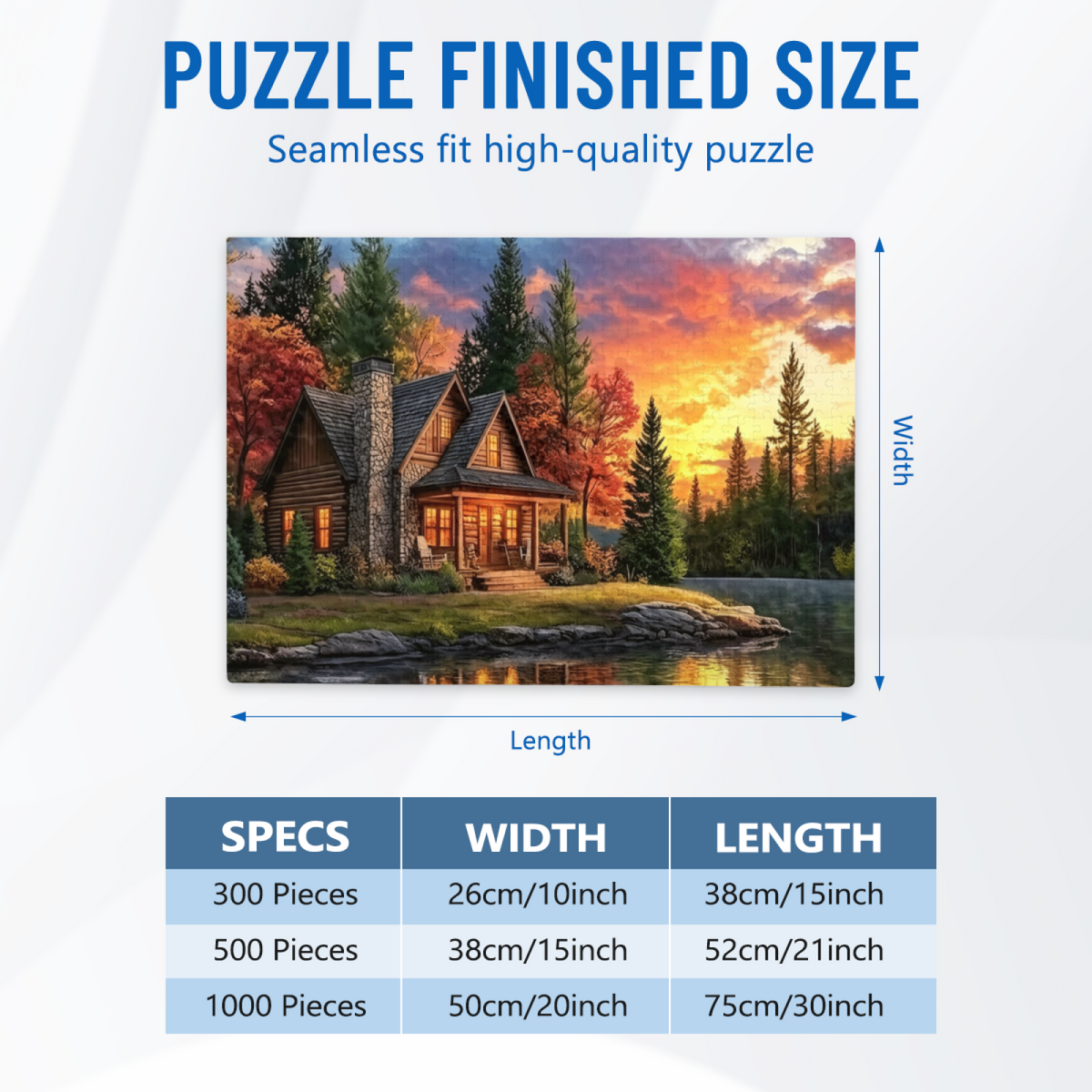 Cozy Log Cabin by Lake ¨C Golden Autumn Sunset Scenery Puzzle