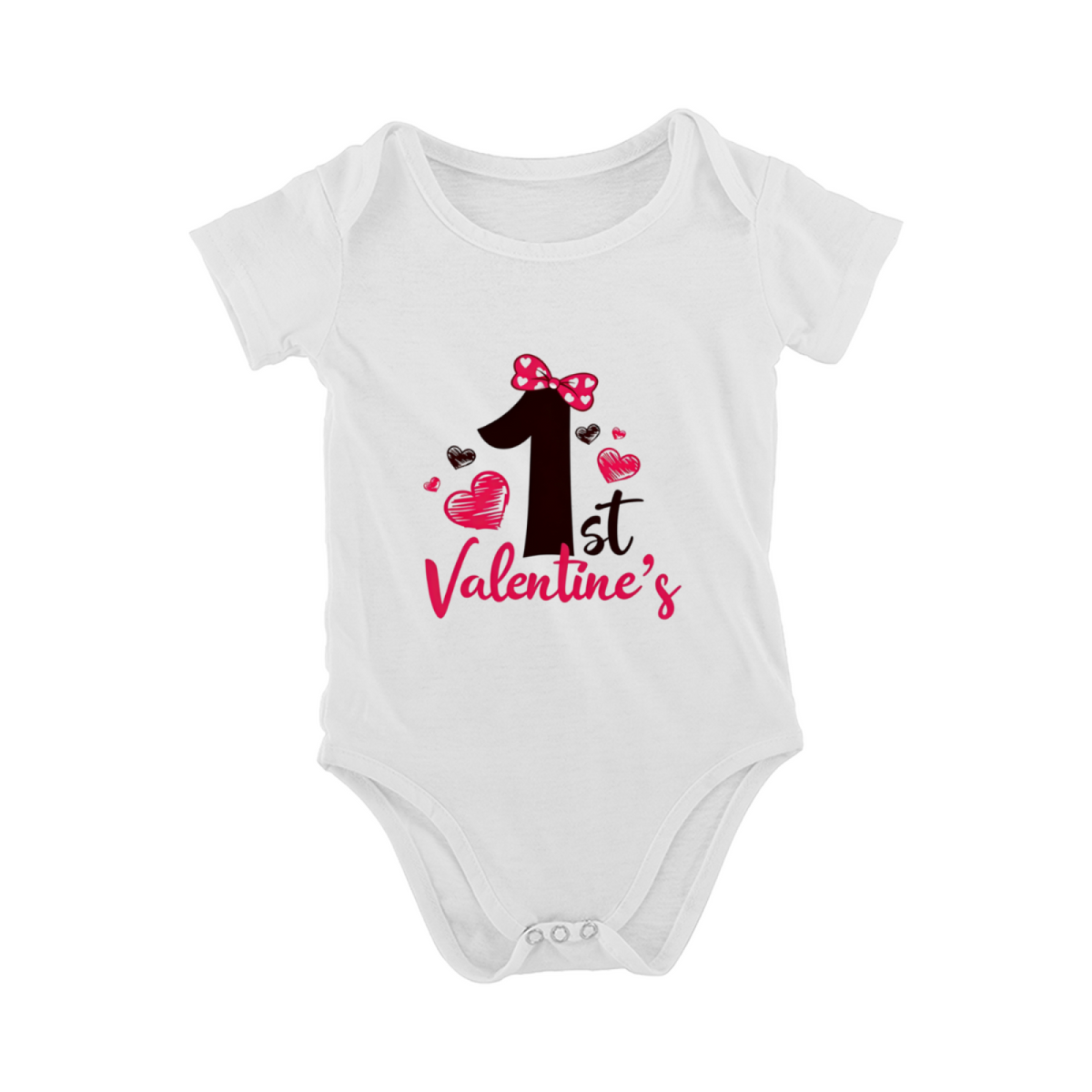 My 1st Valentine¡¯s Bow Heart Baby Onesie