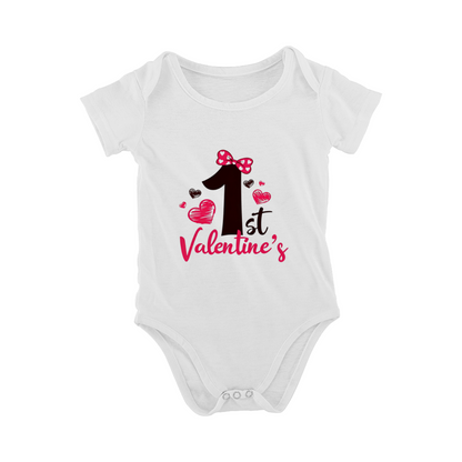 My 1st Valentine¡¯s Bow Heart Baby Onesie