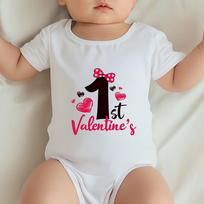 My 1st Valentine¡¯s Bow Heart Baby Onesie