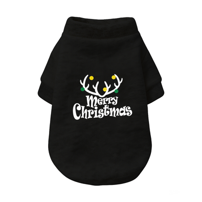 Festive Reindeer Antler Pet Cardigan Sweater, Merry Christmas Holiday Puppy Outfit