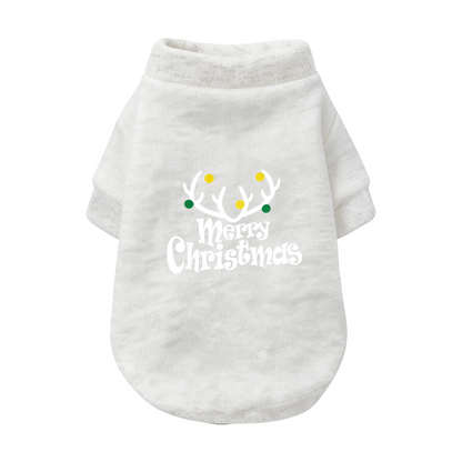 Festive Reindeer Antler Pet Cardigan Sweater, Merry Christmas Holiday Puppy Outfit