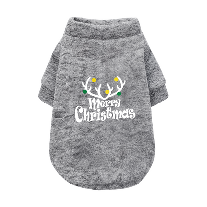 Festive Reindeer Antler Pet Cardigan Sweater, Merry Christmas Holiday Puppy Outfit