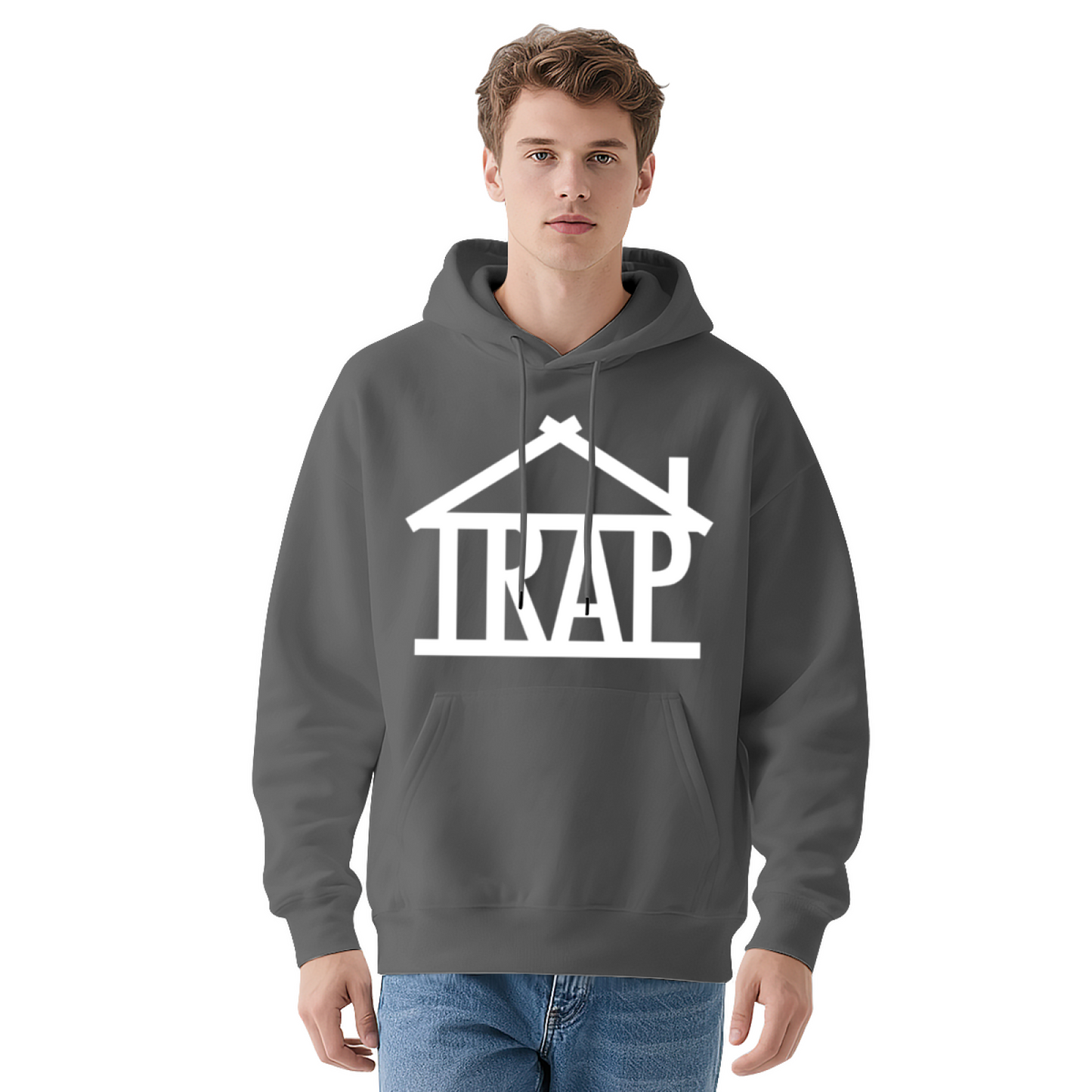Minimal TRAP House Text Unisex Hoodie, Soft Casual Fit