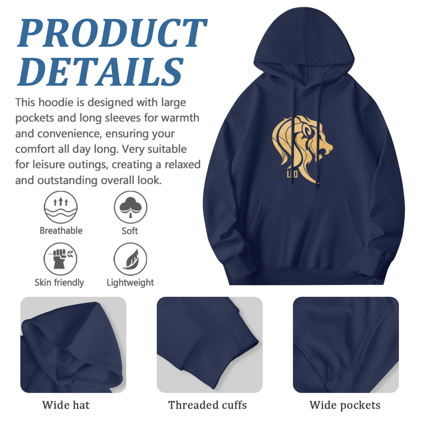 Golden Leo Lion Zodiac Minimal Stylish Comfort Hoodie, Horoscope Daily Top