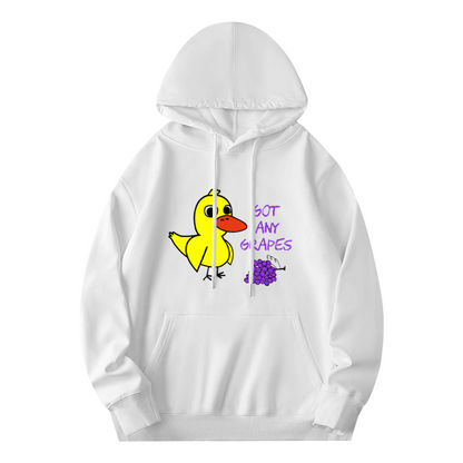 Funny Got Any Grapes Cartoon Duck White Hoodie, Comfortable Streetwear For Men Women