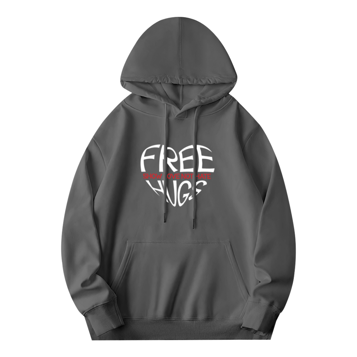 Free Hugs Heart Dark Grey Unisex Hoodie, Super Soft Comfort