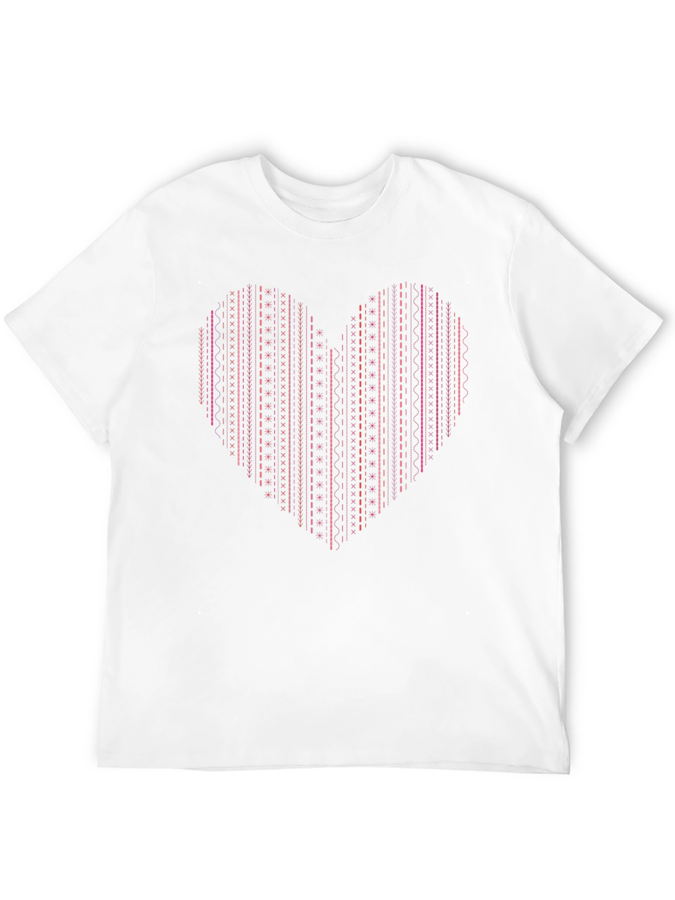 Heart Stitch Print Black T-Shirt