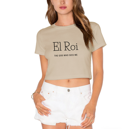 El Roi Faith Quote Lime Green Crop Tee ¨C Minimal Religious Text Graphic Top
