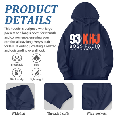 Classic 93 KHJ Boss Radio LA Men Hoodie, Breathable Comfort Fit