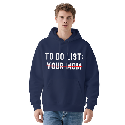 Funny Offbeat To Do List Print Navy Hoodie, Comfortable Daily Streetwear Pullover
