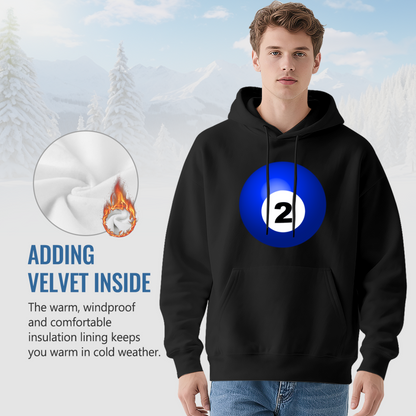 Bold Blue No.2 Billiard Ball Graphic Black Hoodie, Unisex Casual Comfort Sweatshirt