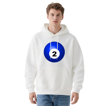 Bold Blue No.2 Billiard Ball Graphic Black Hoodie, Unisex Casual Comfort Sweatshirt