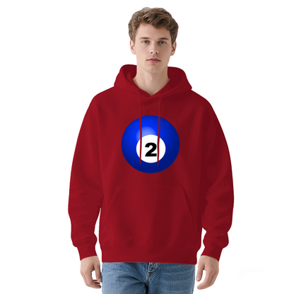 Bold Blue No.2 Billiard Ball Graphic Black Hoodie, Unisex Casual Comfort Sweatshirt
