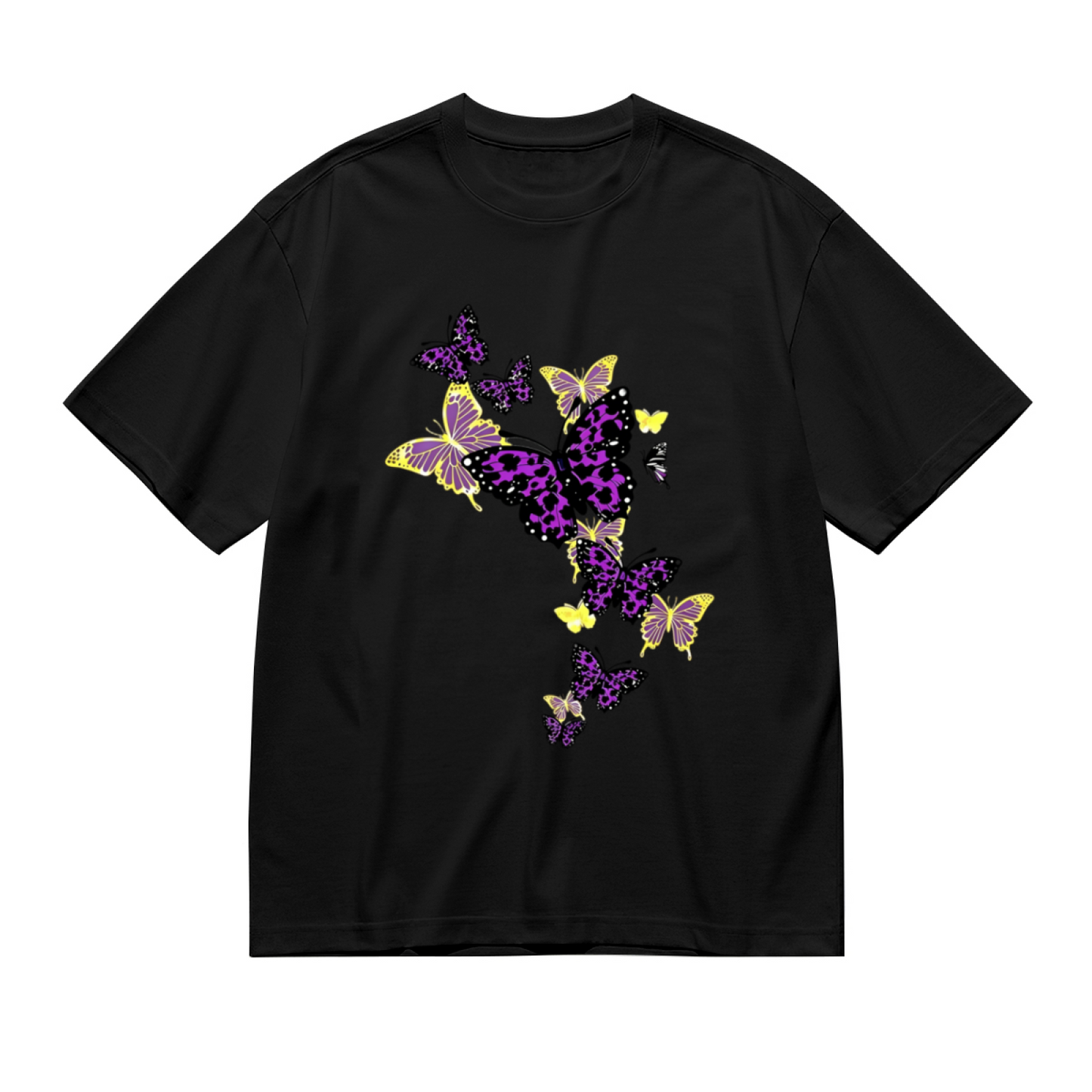 Mystic Purple Leopard Butterfly Aesthetic Plus Size Women Printed T-Shirt