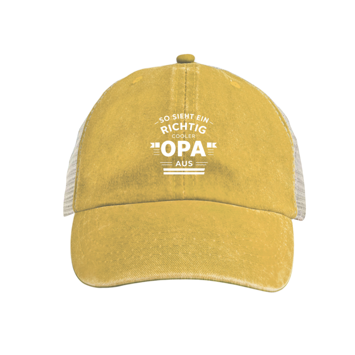 Cool Opa German Quote Burgundy Vintage Washed Mesh Grandfather Hat