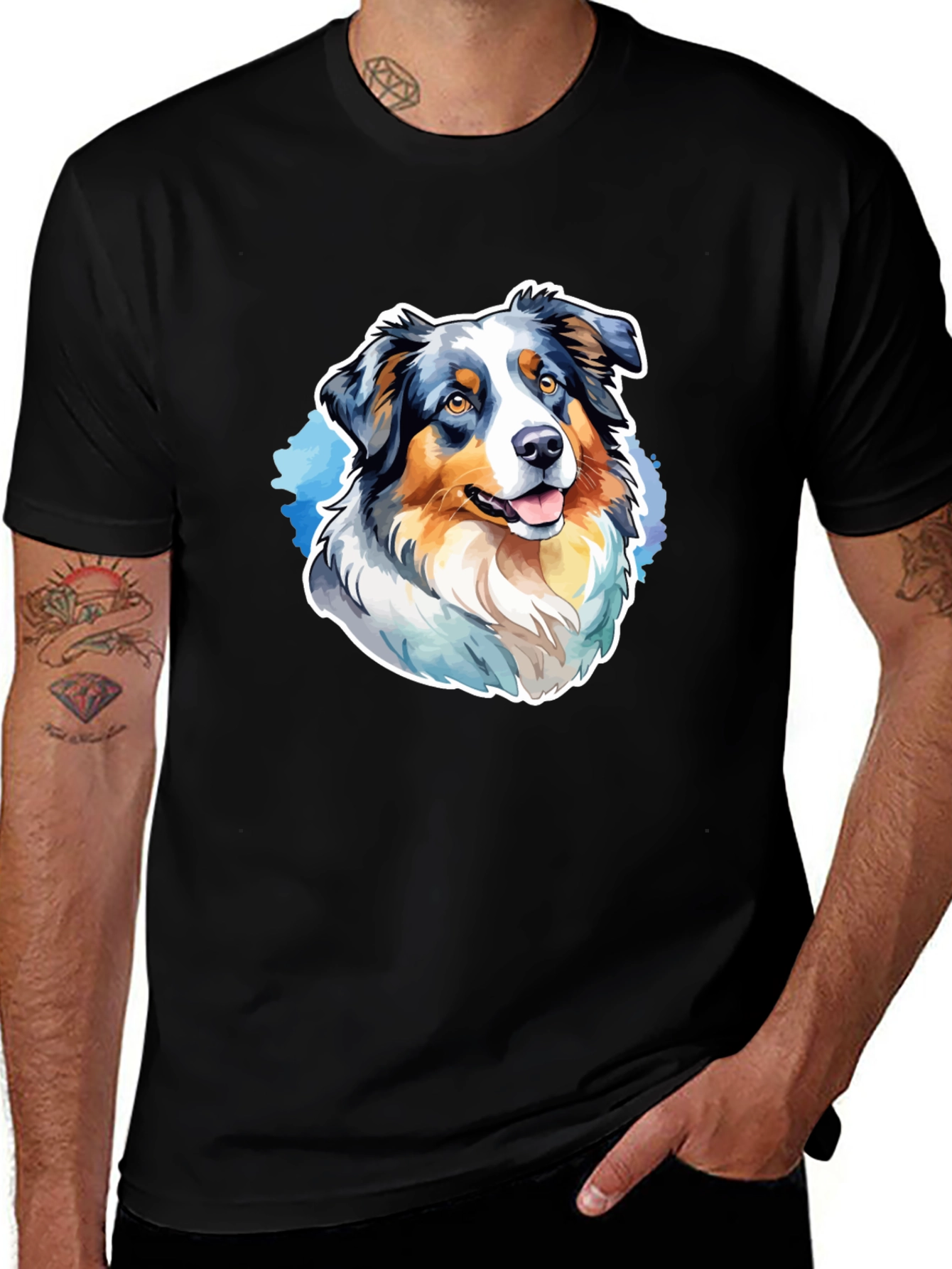 Australian Shepherd Graphic Tee - Mens Black T-Shirt