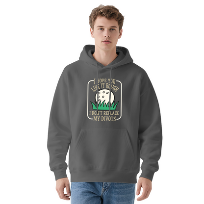 I Hope You Like It Rough Golf Funny Text Navy Hoodie, Golfer Soft Casual Sweatshirt