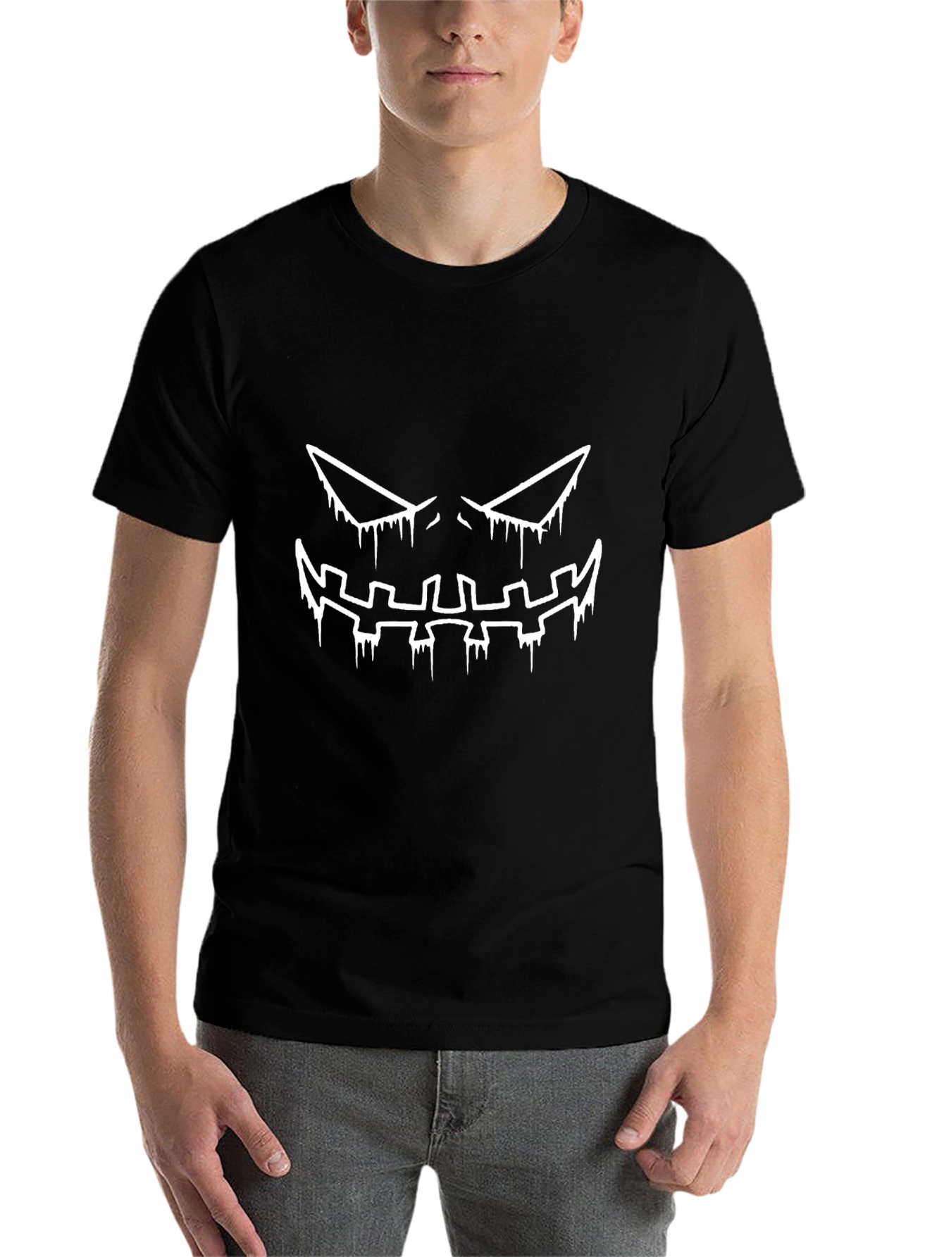 Spooky Jack-O-Lantern Face Black T-Shirt