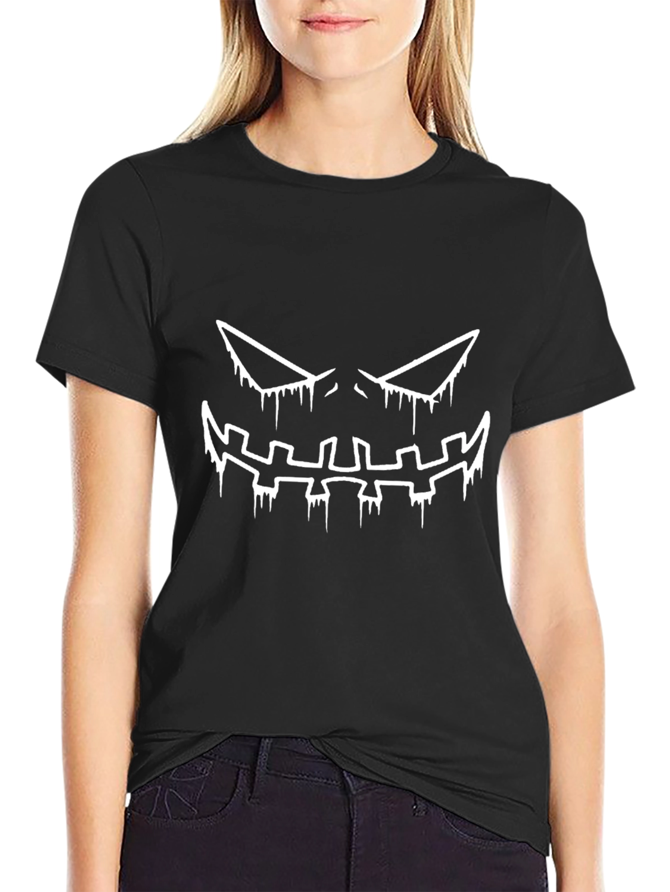 Spooky Jack-O-Lantern Face Black T-Shirt