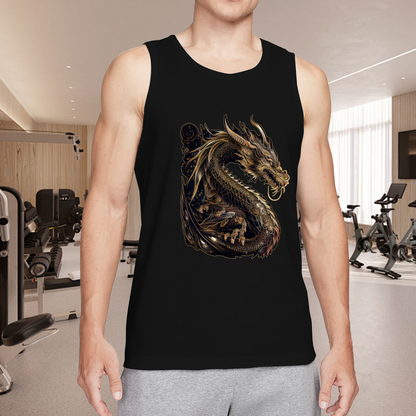 Luxurious Dark Golden Oriental Dragon Art Graphic Tank Top