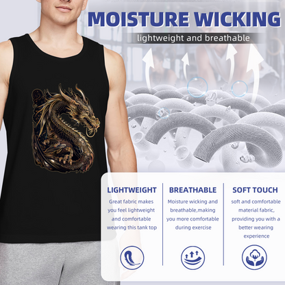 Luxurious Dark Golden Oriental Dragon Art Graphic Tank Top