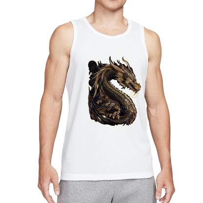 Luxurious Dark Golden Oriental Dragon Art Graphic Tank Top