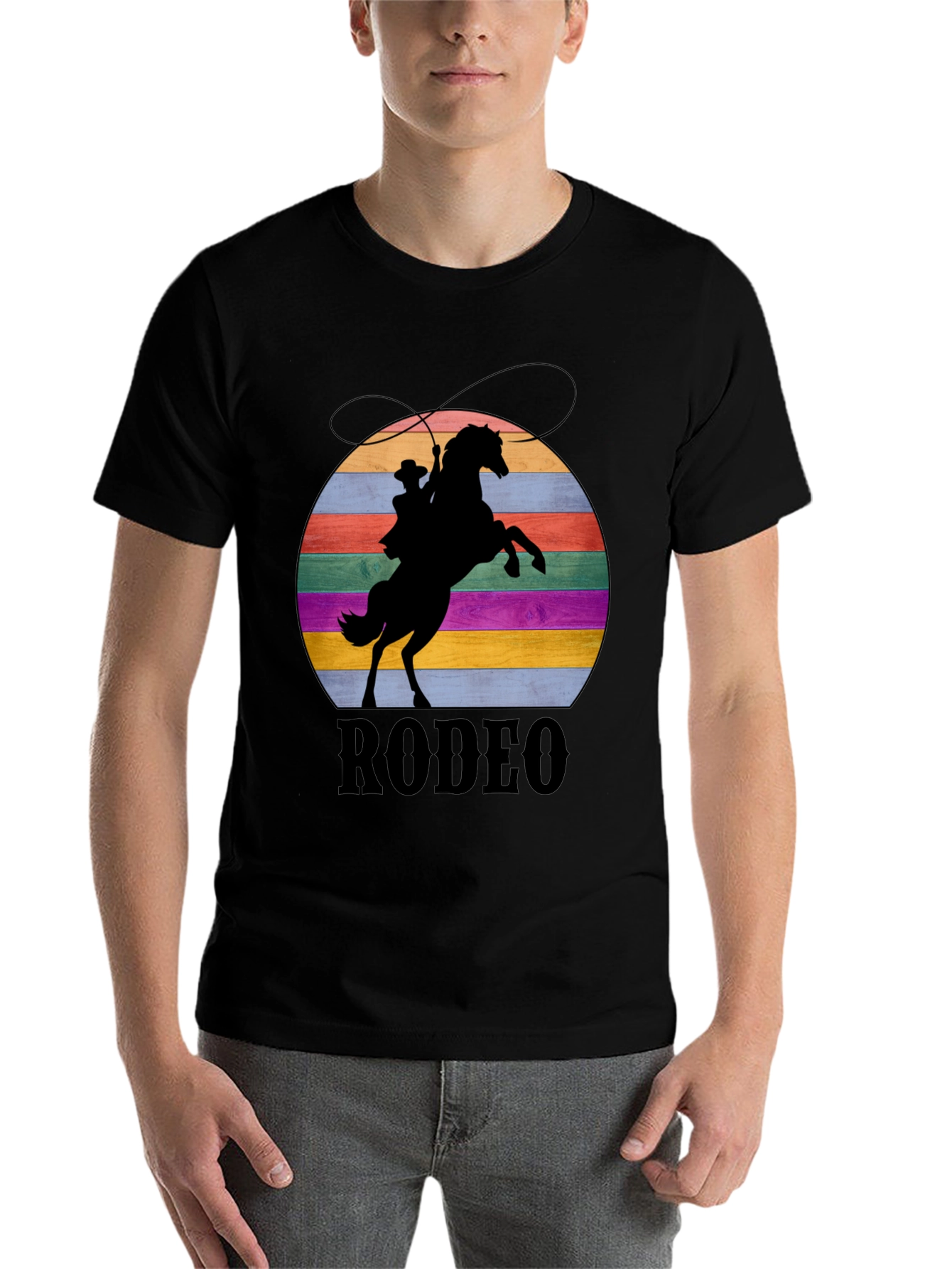 Retro Rodeo T-Shirt - Cowboy & Horse Silhouette